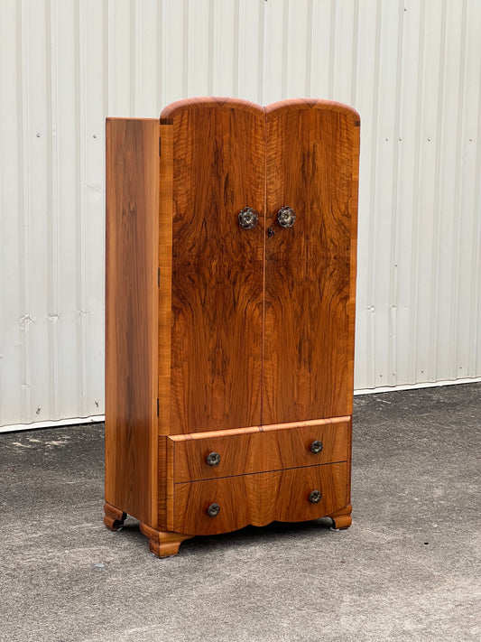 Vintage 1930s Burl Wood Armoire