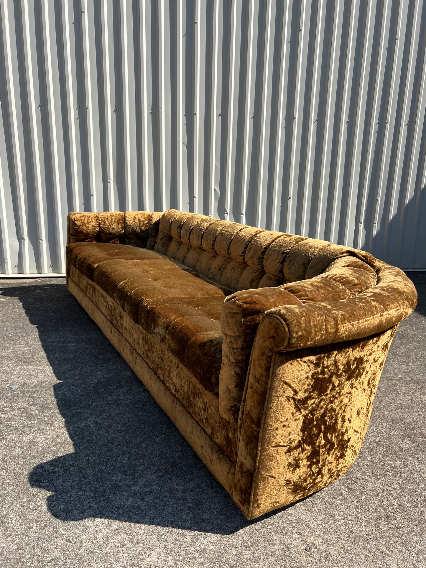 Mid Century Gold Crushed Velvet Sofa