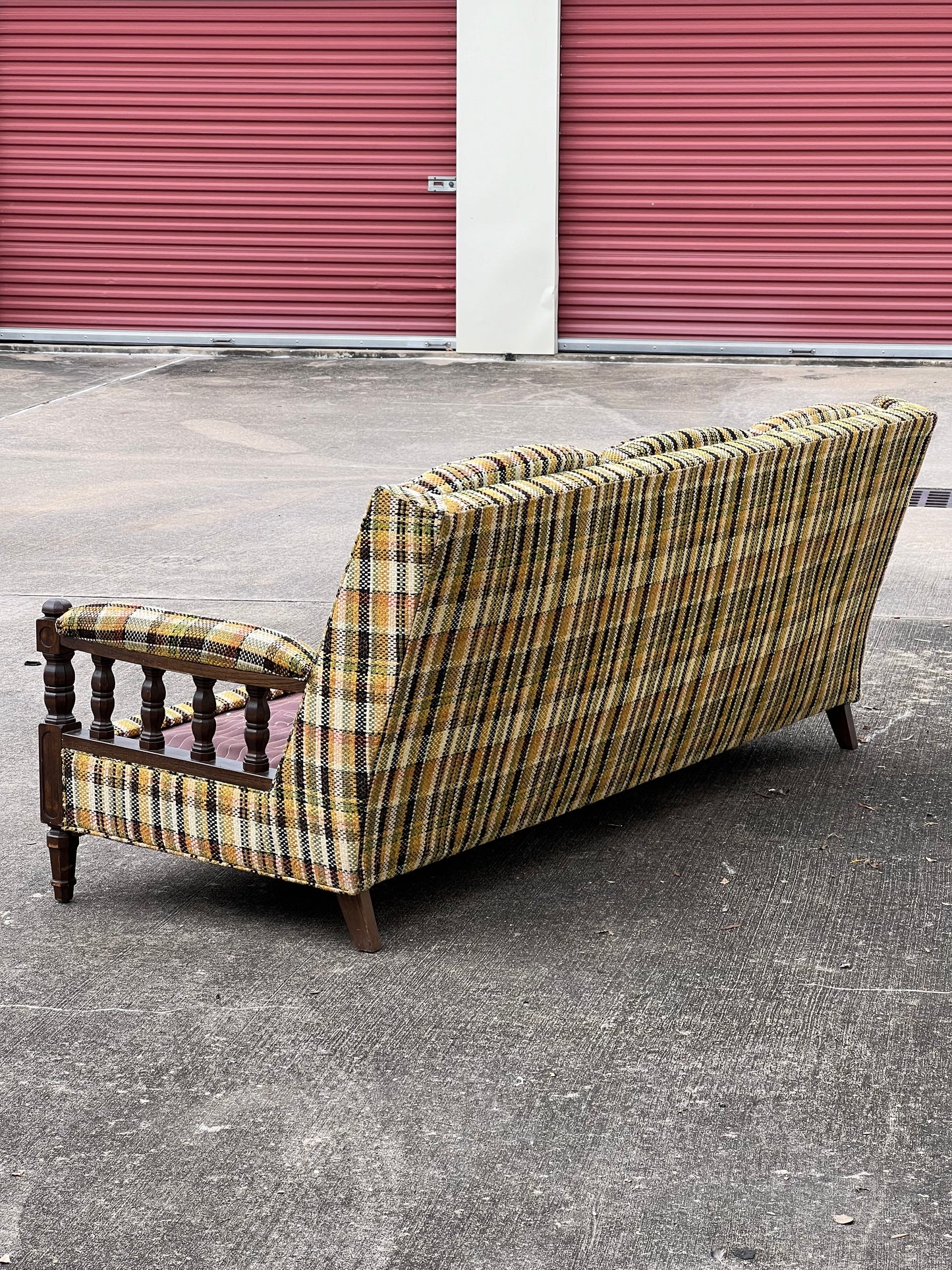 Vintage 1970s Plaid Sofa