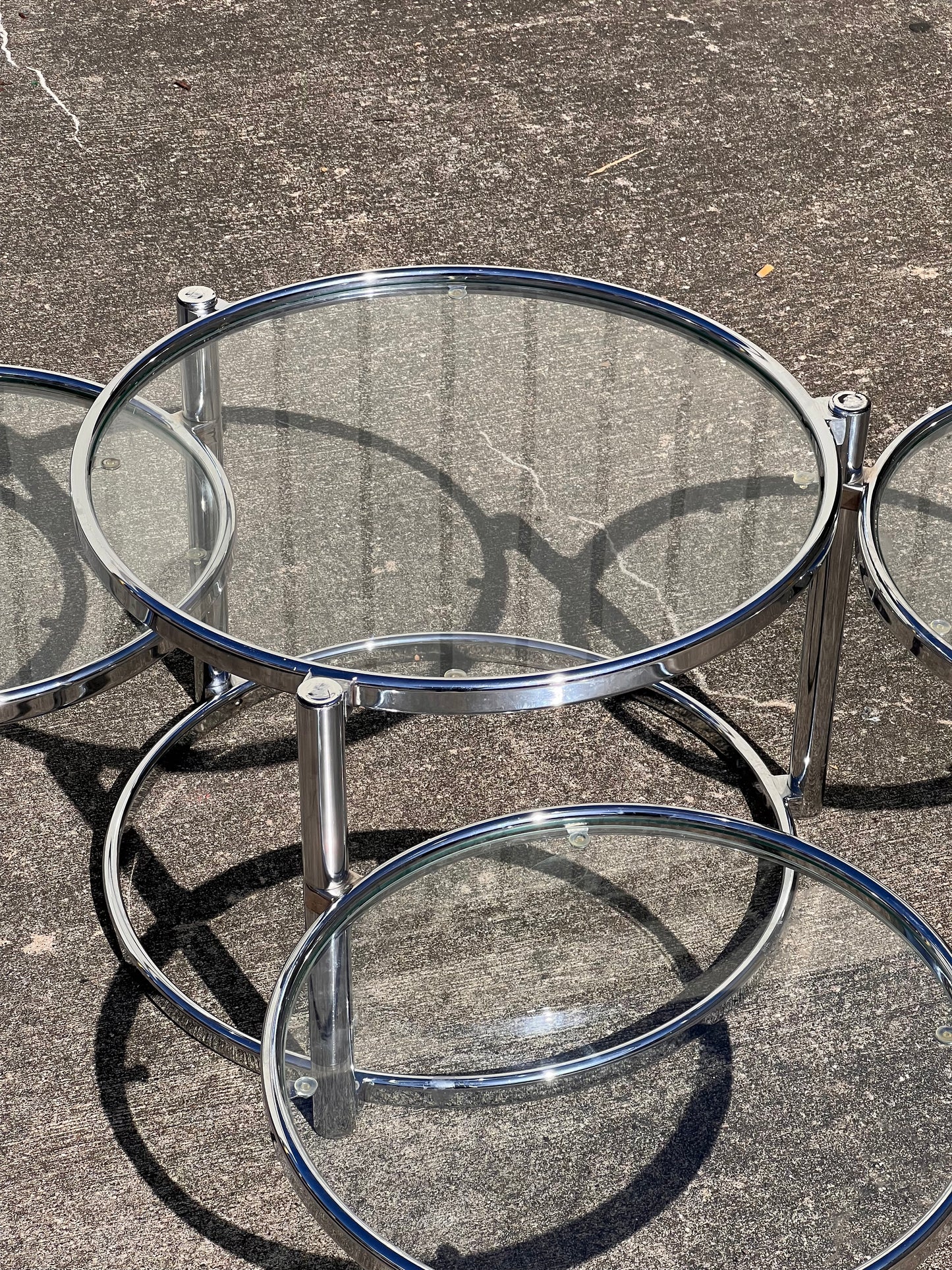 VINTAGE 4 TIERED CHROME COFFEE TABLE