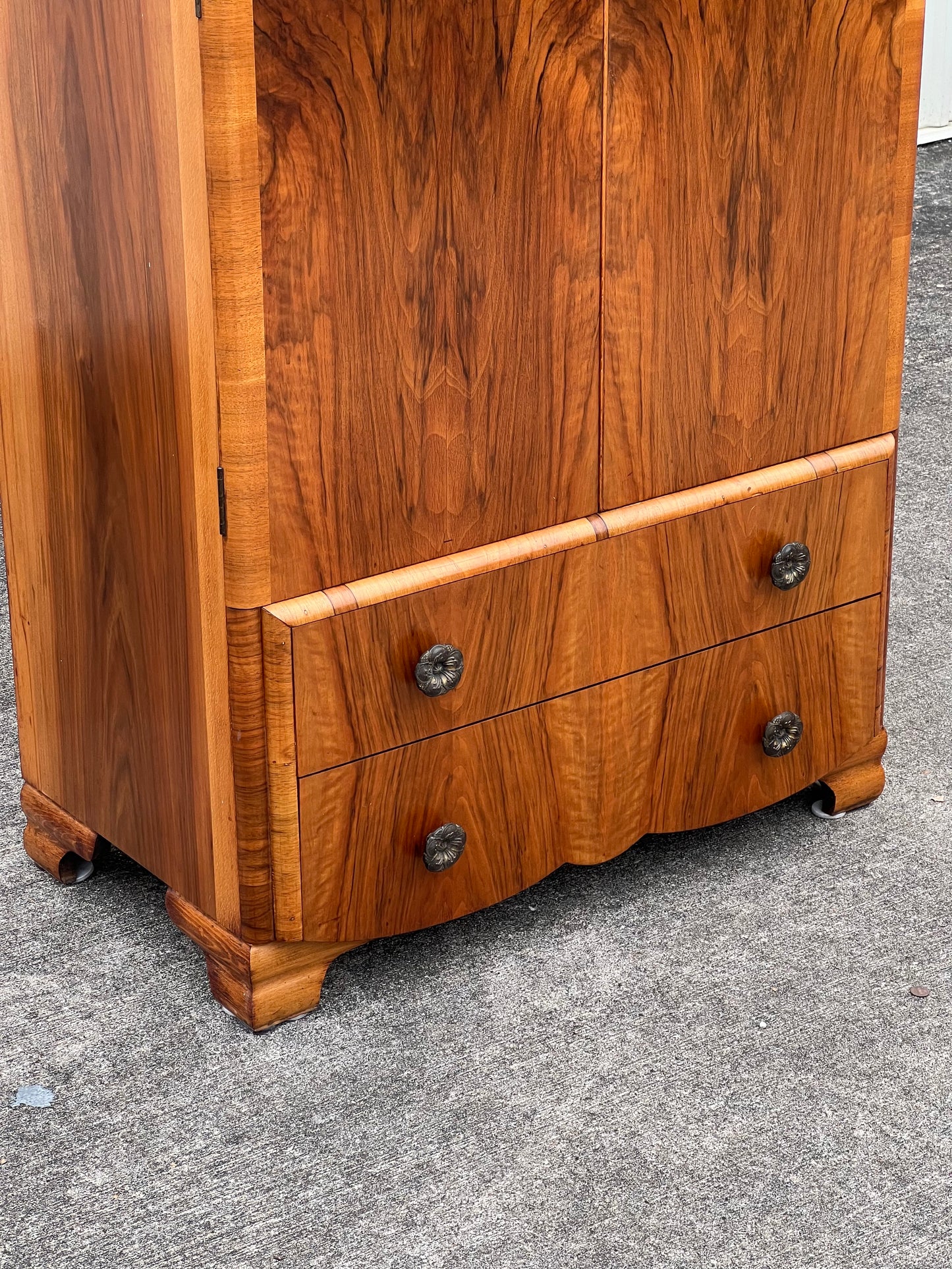 Vintage 1930s Burl Wood Armoire