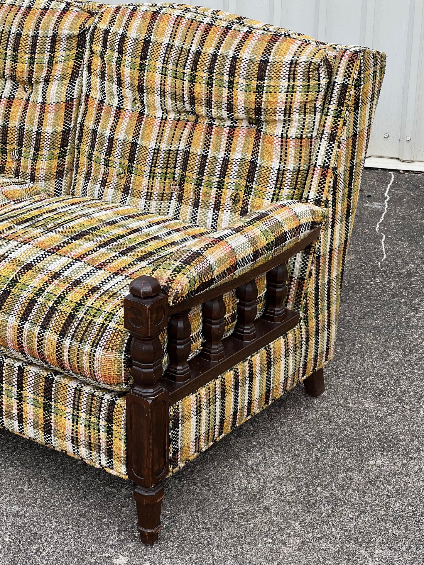 Vintage 1970s Plaid Sofa