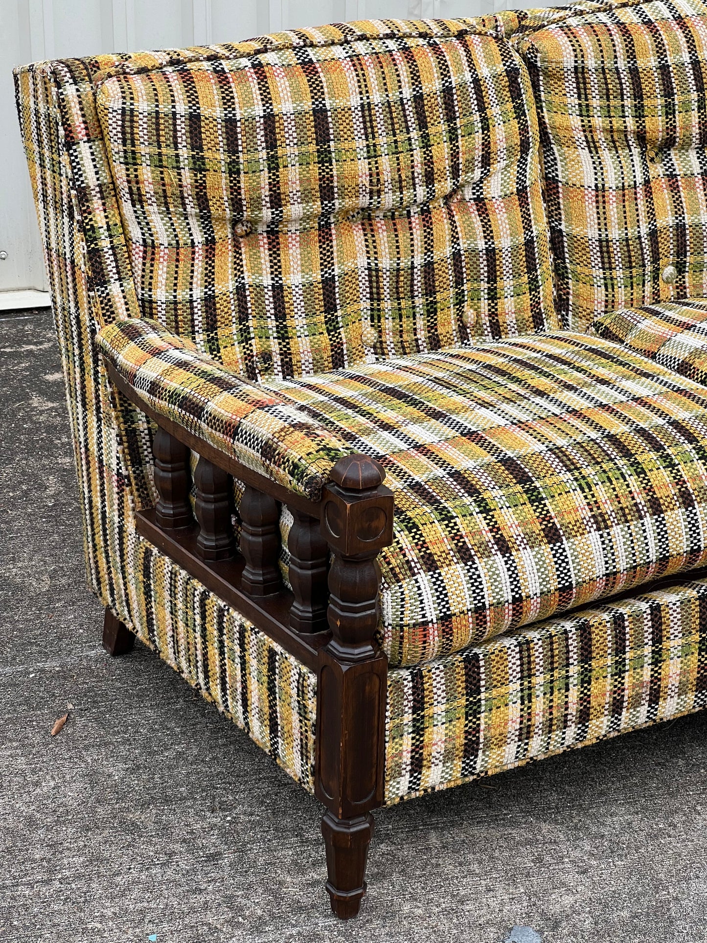 Vintage 1970s Plaid Sofa