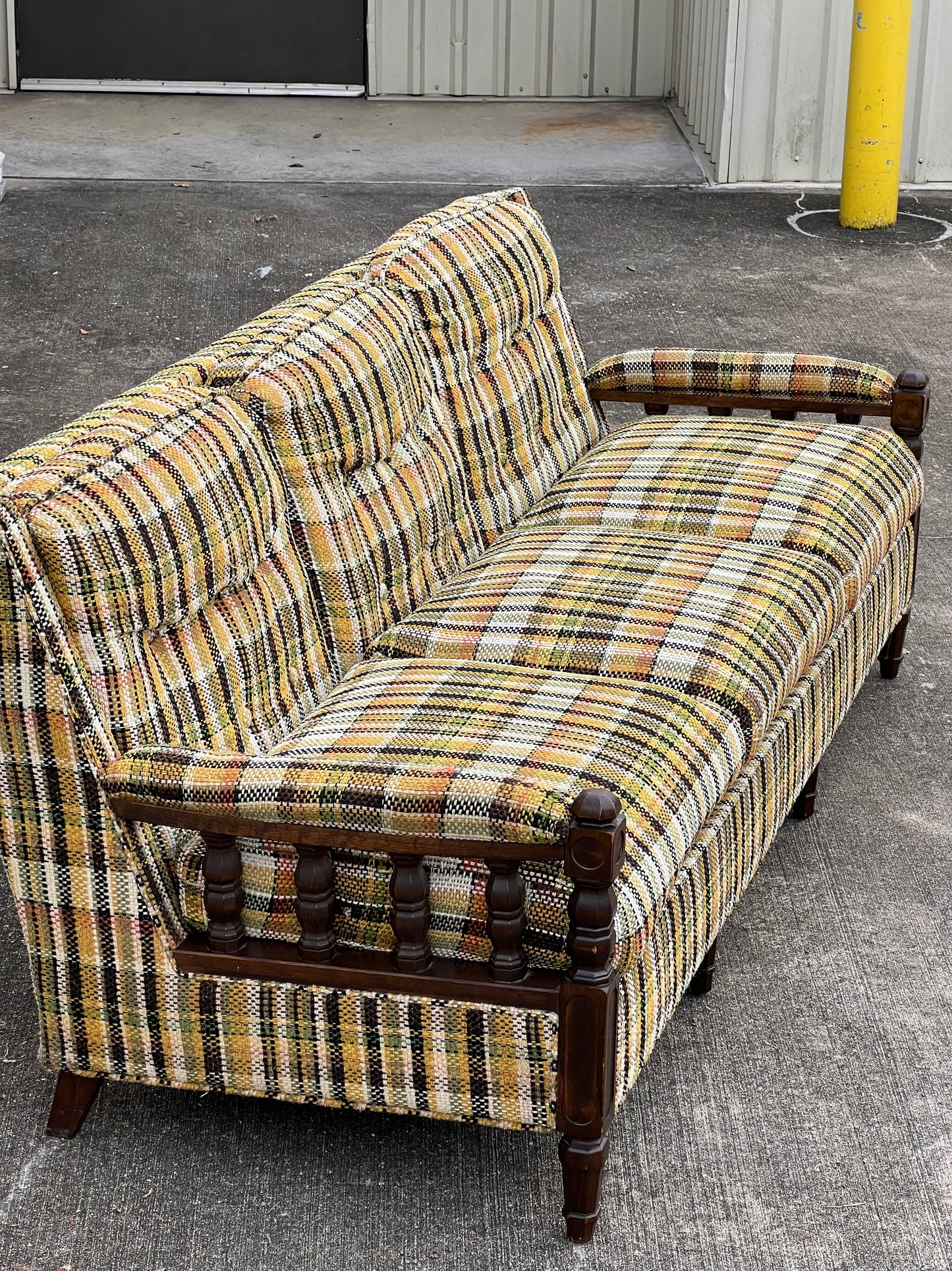 Vintage 1970s Plaid Sofa