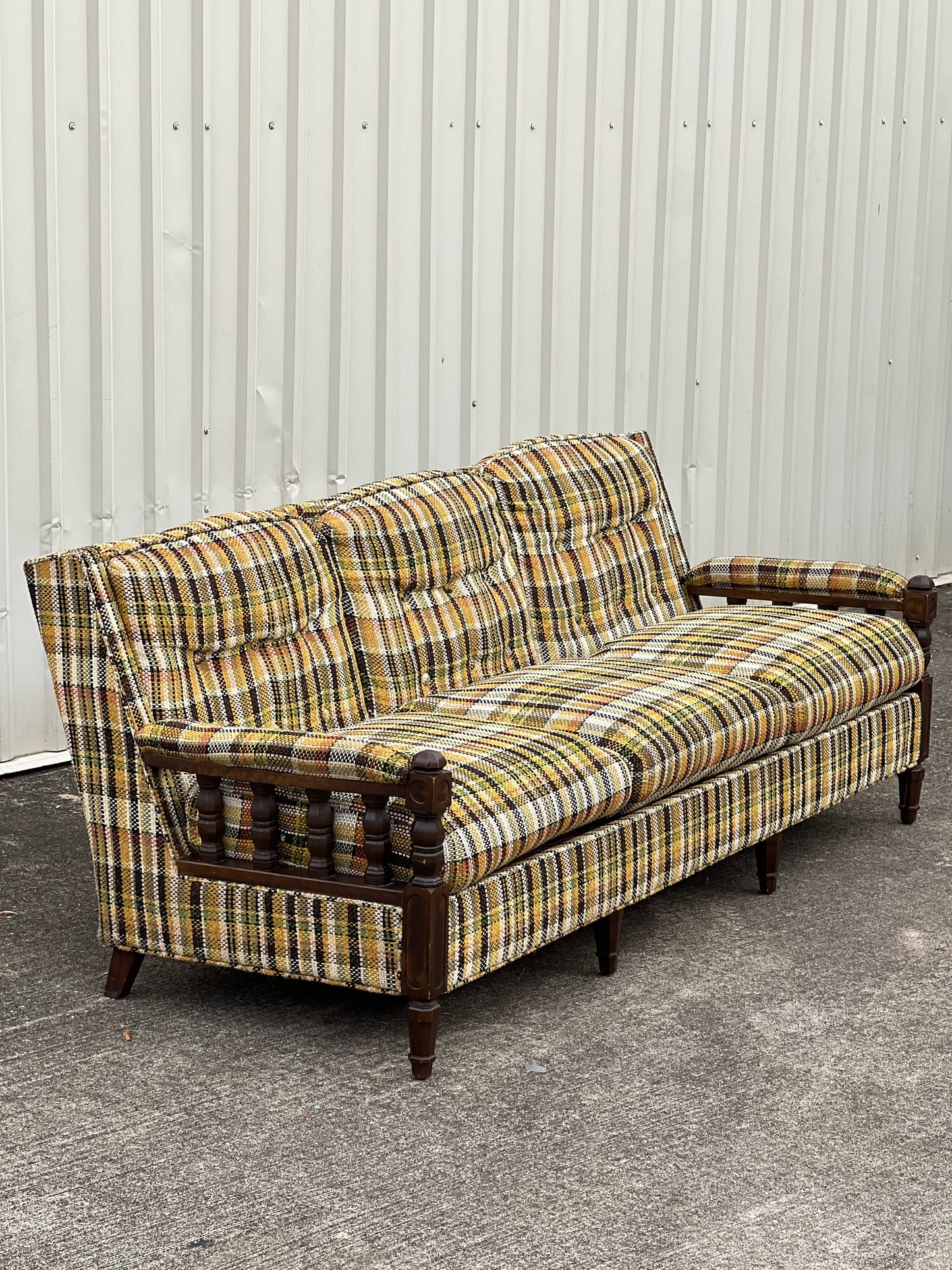 Vintage 1970s Plaid Sofa