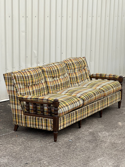 Vintage 1970s Plaid Sofa