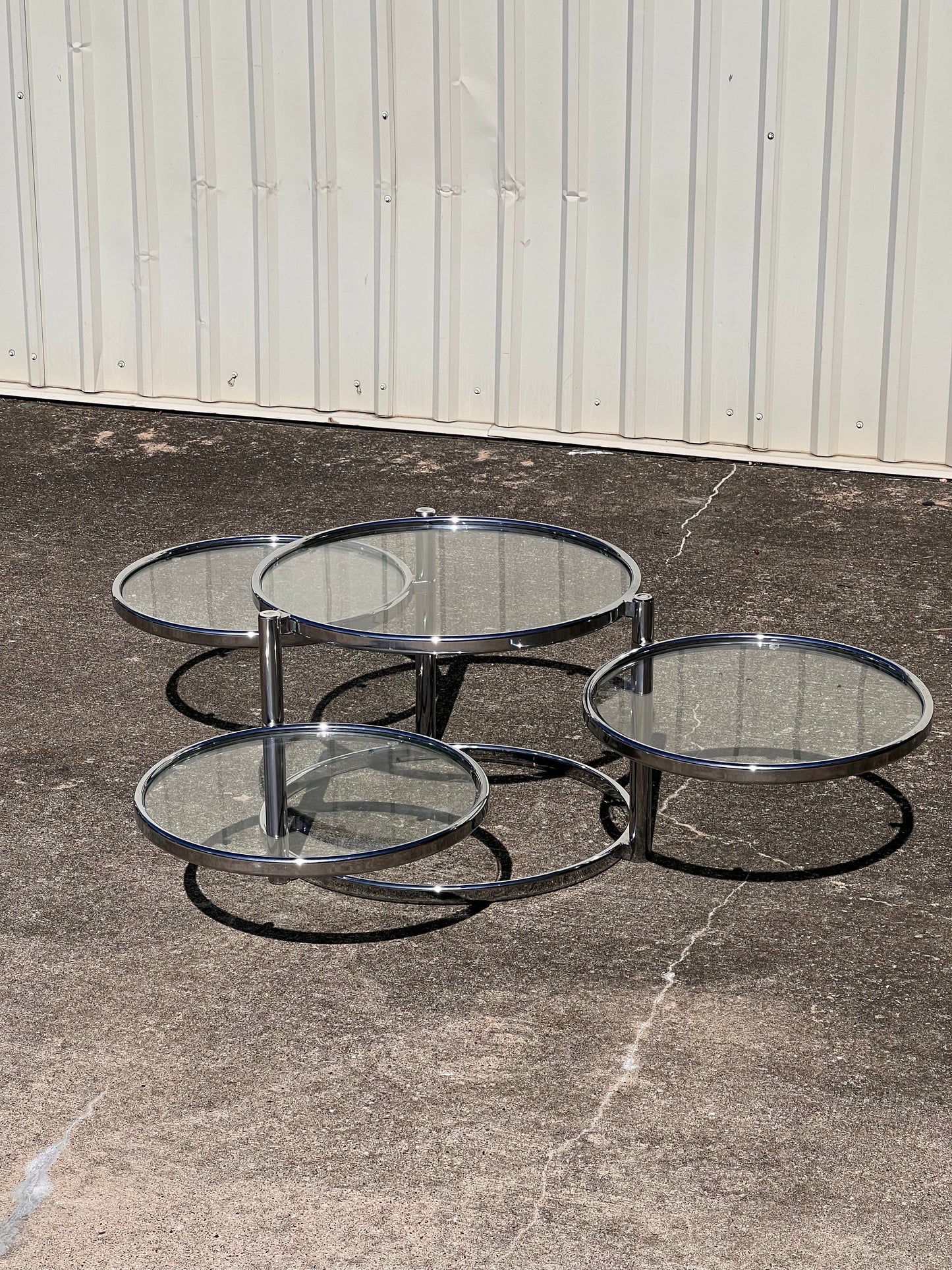 VINTAGE 4 TIERED CHROME COFFEE TABLE