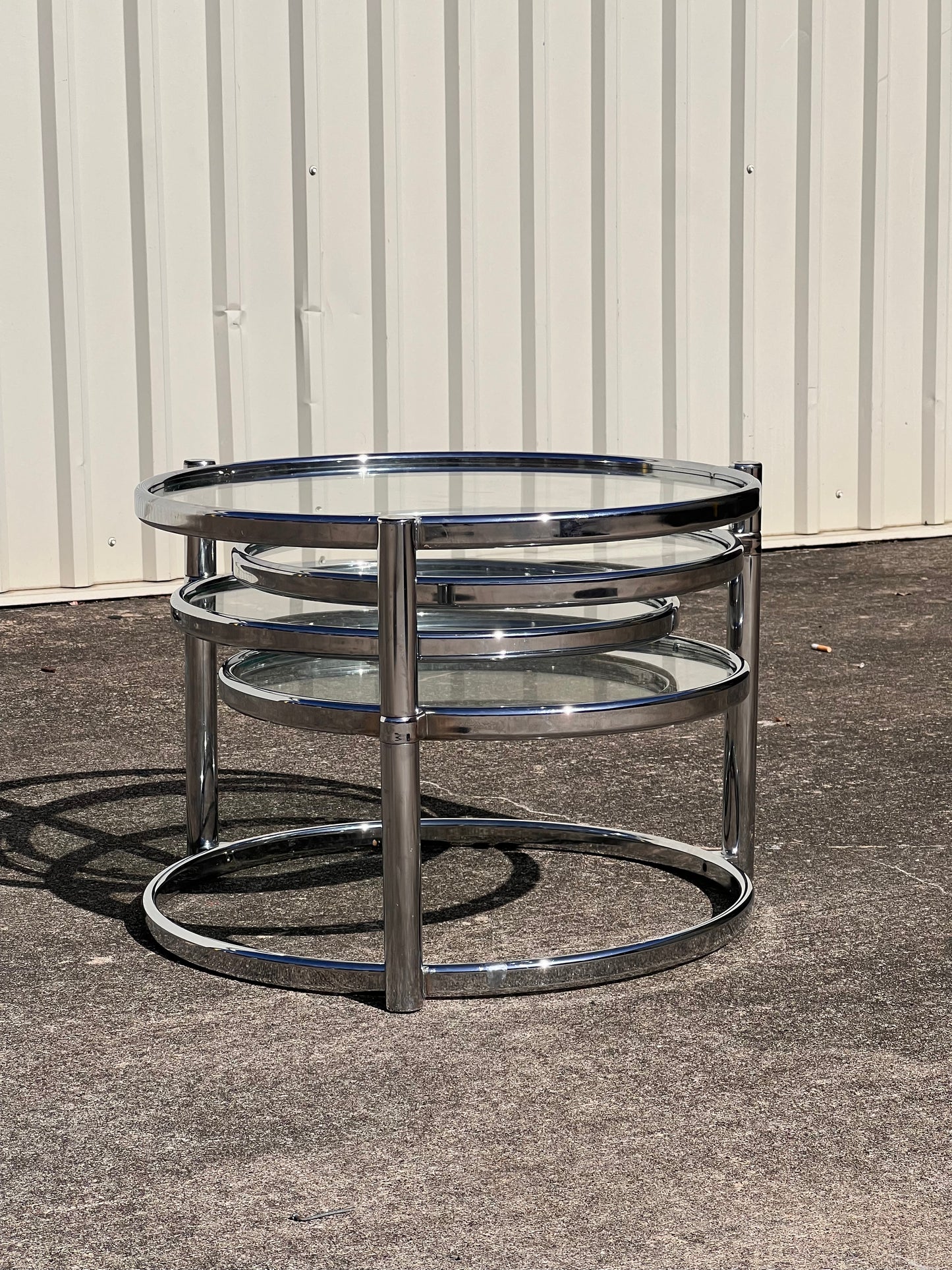 VINTAGE 4 TIERED CHROME COFFEE TABLE