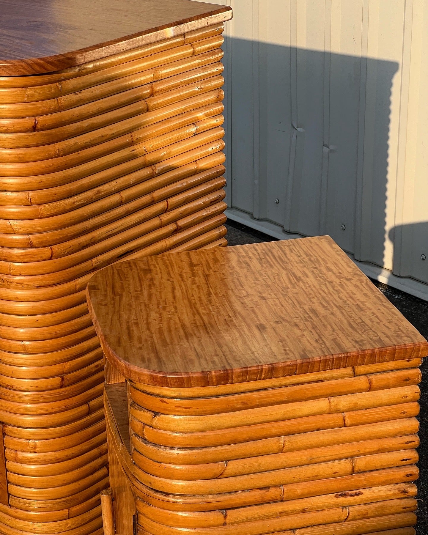 MCM 1940s Rattan Bedroom Set with Birch Tops